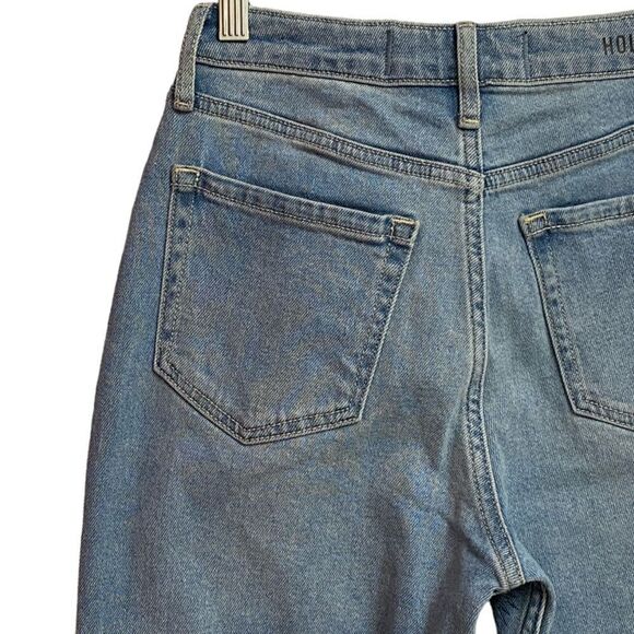 NWT Hollister Ultra High Rise Mom Jeans Women's Size 24 Unhemmed Blue Artsy Cat - Picture 12 of 16